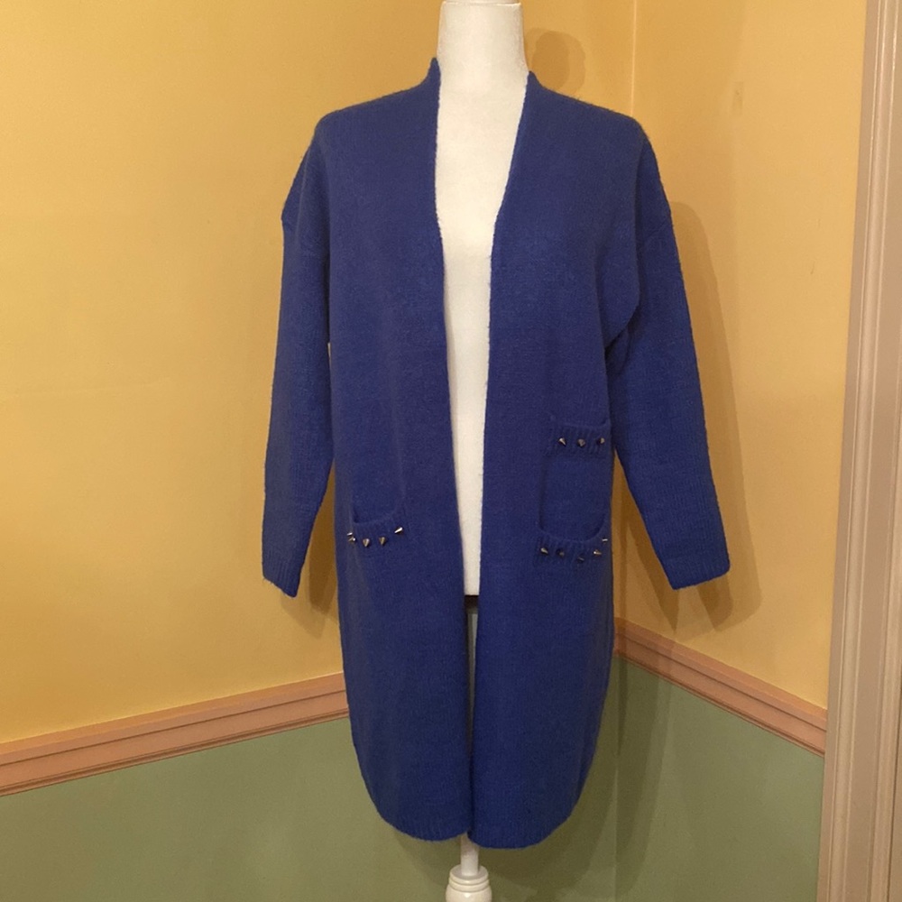 BCBGMAXAZRIA LONG ROYAL BLUE SWEATER